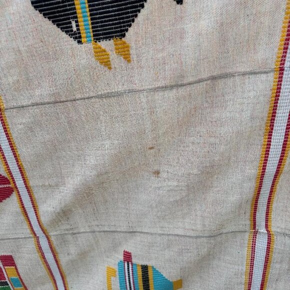 Handwoven Cotton Blanket/Tapestry With Colorful Fish & Geometric Patterns - 60"x - Picture 5 of 5